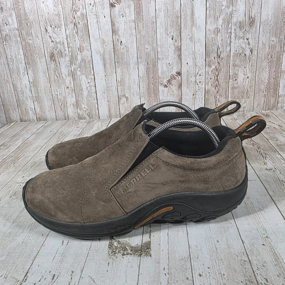 Merrell Jungle Moc Gunsmoke Brown Suede Slip On Hiking‎ Shoes Mens 9.5 J60788